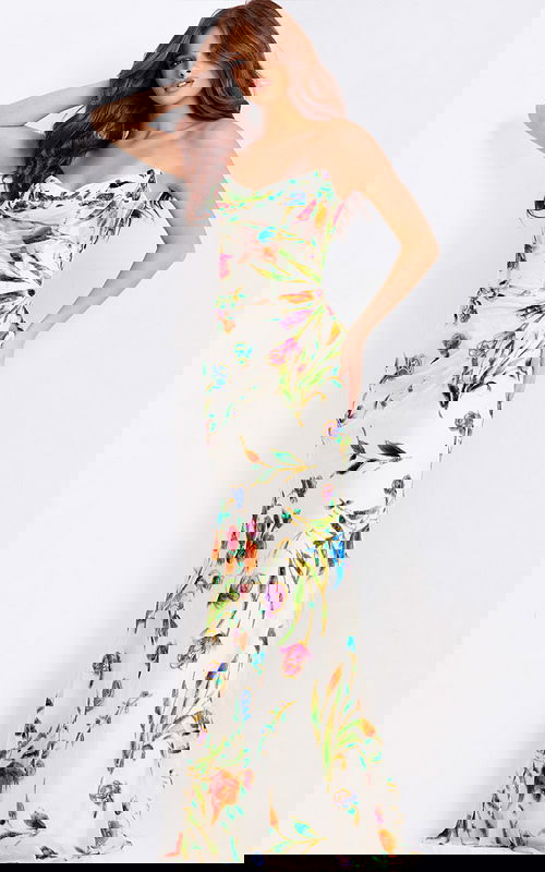 Multicolor floral fitted prom dress for spring