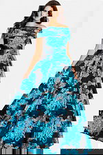 off the shoulder print ball gown 47630