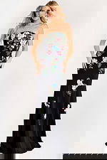 strapless floral black multi dress 47636