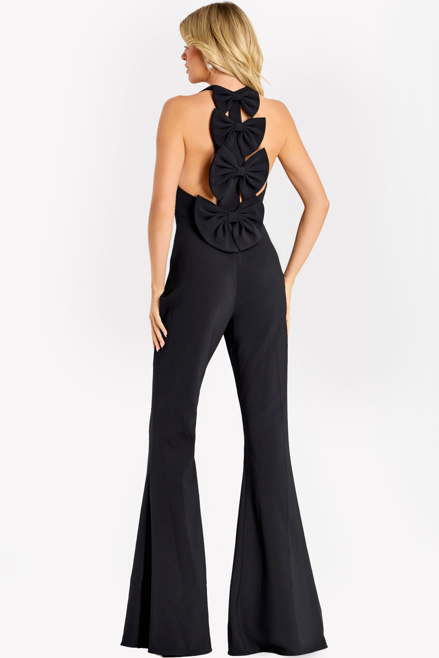 47640_BLACK_0911 black jumpsuit with bow details 47640
