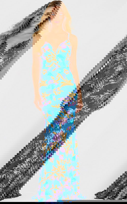 v neckline floral dress 47655