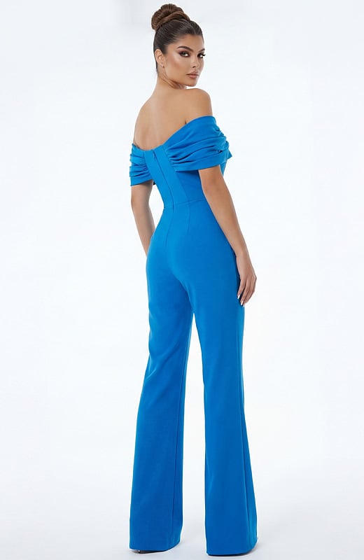 Off Shoulder Wide Leg Jumpsuit With Draped Bodice 47658 | Jovani