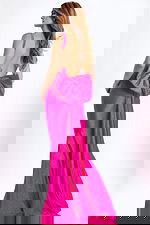 Elegant bow back gown with glitter finish and open back design