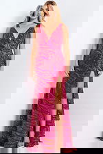 v neckline high slit dress 47682