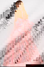 Metallic rose appliqué prom dress