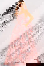 Strapless floral ball gown with bow back