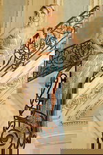 blue embellished high slit dress 47710