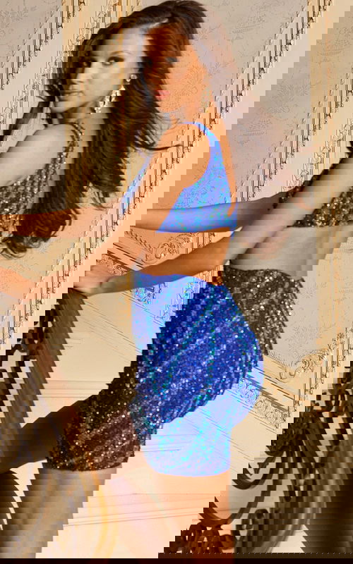 cut out blue beaded dress 47712