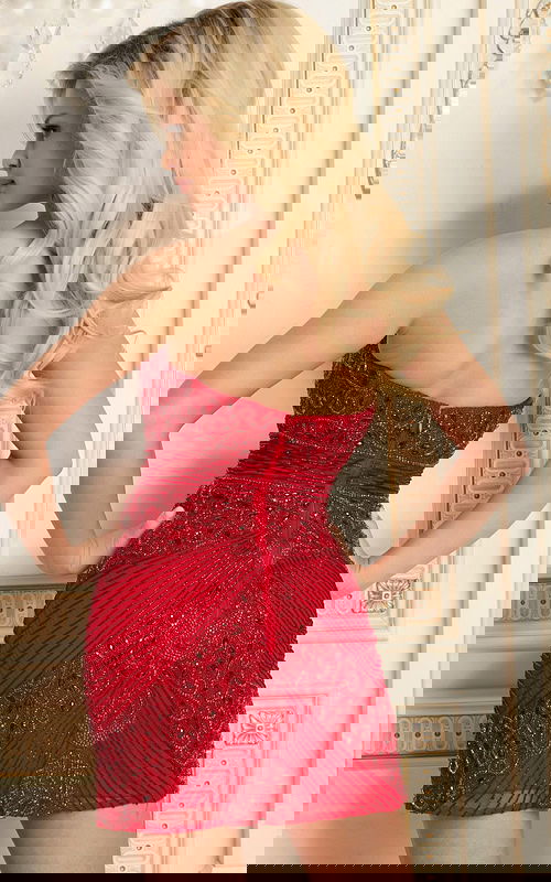 red fitted bodice beaded dress 47713