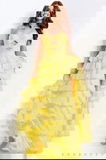 yellow tiered strapless dress 47743