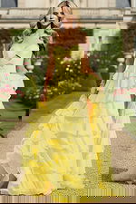 yellow tiered flowy dress 47743