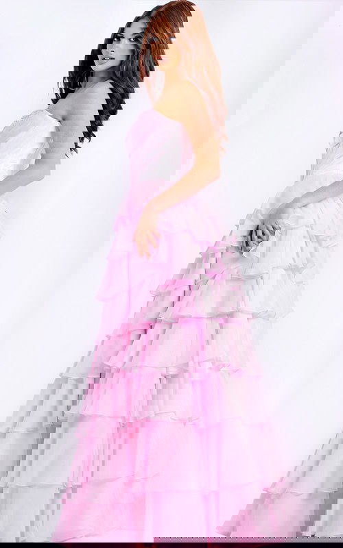 Sweetheart neckline tiered gown