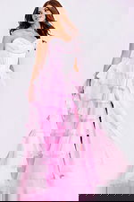 Corset bodice prom dress with layered skirt