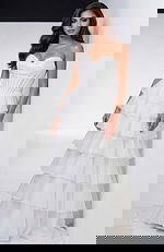 white strapless layered skirt dress 47762