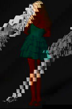 green teiered skirt short dress 47763