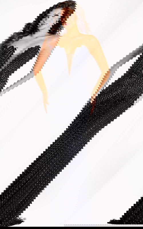 plunging neckline strapless dress 47765