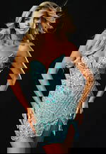 strapless blue beaded short dress 47769