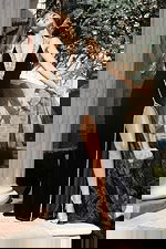 Black Velvet Dress With Crystal Trim And Slit 47787 | Jovani