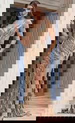 nude high slit v neckline dress 47793