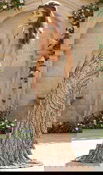 backless nude embellished dress 47793