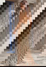 Nude embellished backless dress 47793