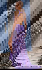 Backless purple embellished dress 47793