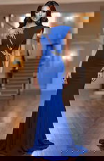 One Shoulder Fitted Gown With Crystal Embellishment