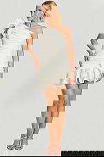 one shoulder ruched bodice mini dress 47823