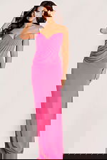 Strapless draped evening gown with sweetheart neckline