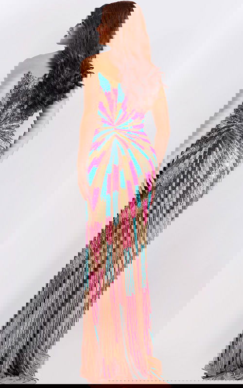 Colorful sweetheart neckline prom gown with shimmering beadwork