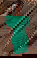 Structured mini dress with puff sleeves and ruched waist detail