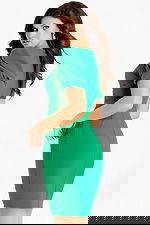 short sleeves green dress 47835