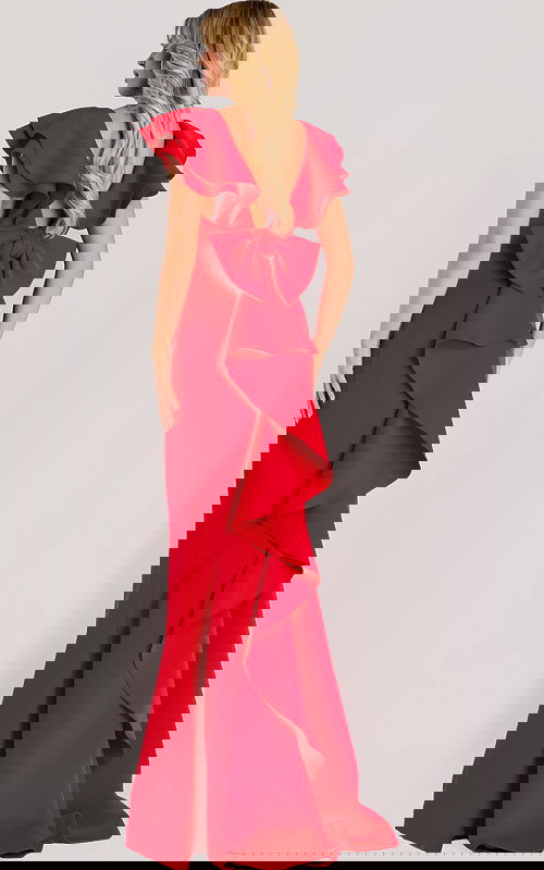 red long dress with bow detail in the back 47844