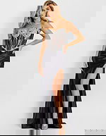 satain black dress 47849