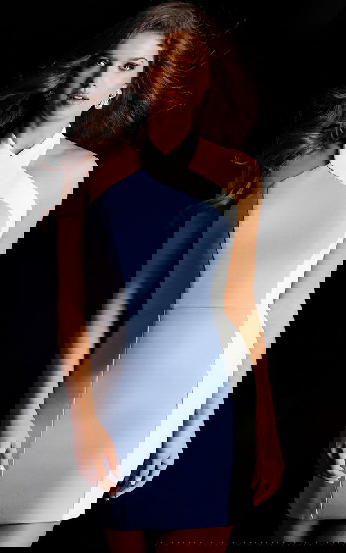 halter neckline fitted short dress 47858