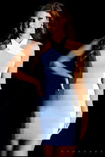 halter neckline blue and white dress 47858