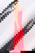 side of pleated bodice red prom dress 47862