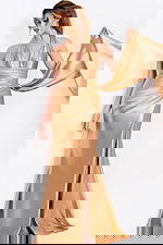 satin halter neckline dress 47866