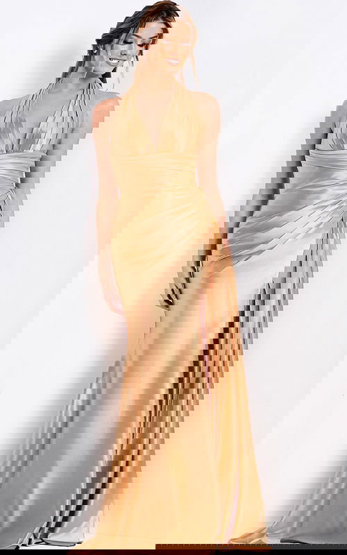 gold halter neckline dress 47866