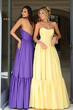 of strapless gowns with full flowing skirt