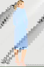 blue long sleeve blazer with deep v neckline 47886