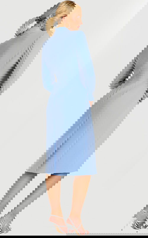 blue long sleeve blazer with deep v neckline 47886