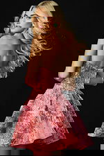 strapless fit and flare print dress 48048