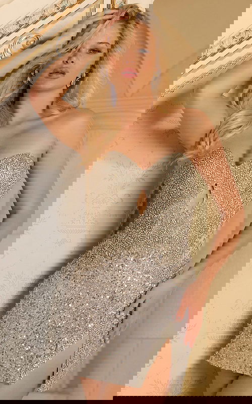 sweetheart neckline sequin fitted dress 48050