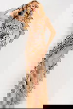 gold high slit dress 48051