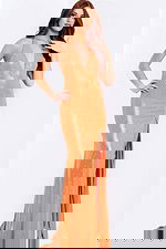 Floral A-Line Prom Dress With Deep V Neck