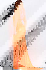 Orange Halter Sequin Prom Dress With Slit 48069 - Image 5