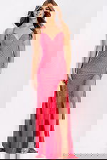 Hot Pink Rhinestone Prom Dress