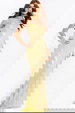 Open Back Yellow Prom Dress