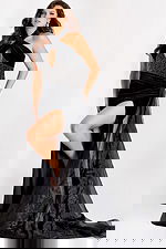 halter neckline velvet dress 48087